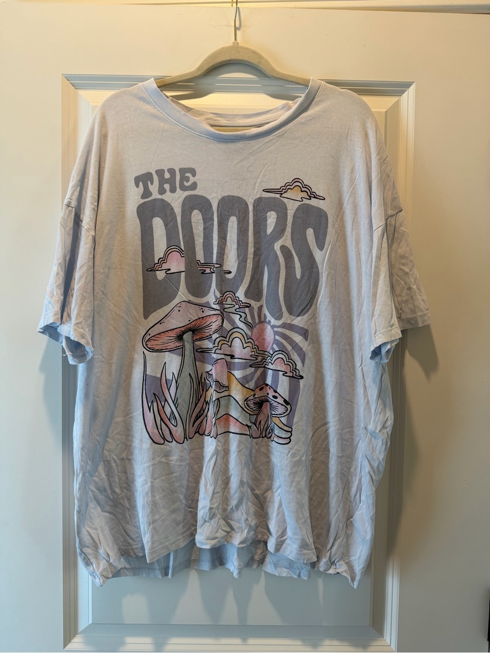 American Eagle Outfitters Light Blue 'The Doors' Mushroom Graphic Tee